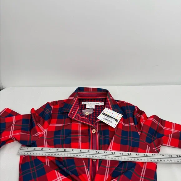 Gretchen Scott Designs Red and Blue Plaid Long Sleeve Dress - Picture 9 of 16